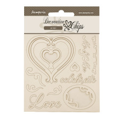 Decorative Chips 14x14 cms Stamperia Timeless corazones