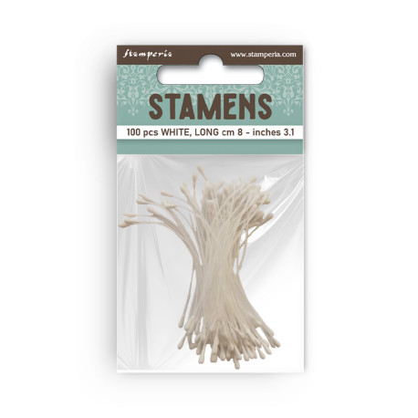 Pack 100 estambres blancos 8 cms.  Stamperia