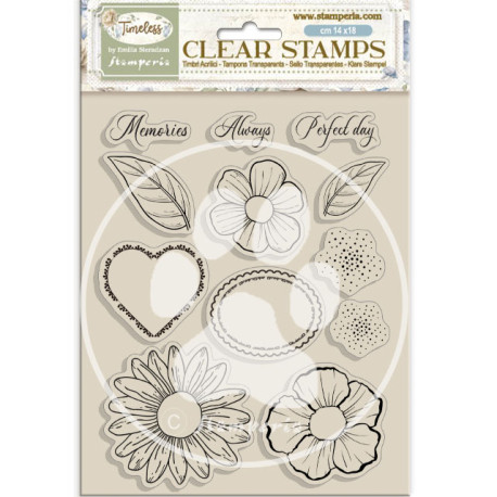 Sellos 14x18 Stamperia Timeless flowers and hearts