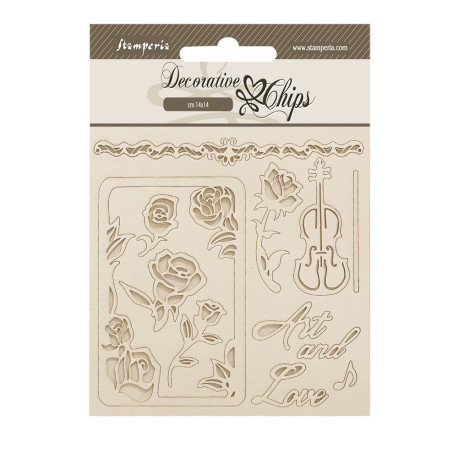 Decorative Chips 14x14 cms Stamperia Venice City of Art Rosas y Marcos