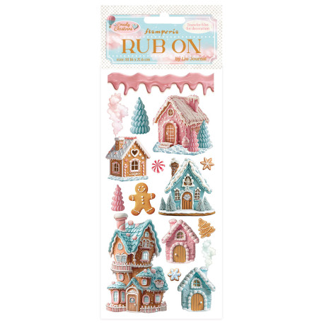 Rub-on Stamperia 10.16x21.6 cms. Candy Christmas casas de mazapan