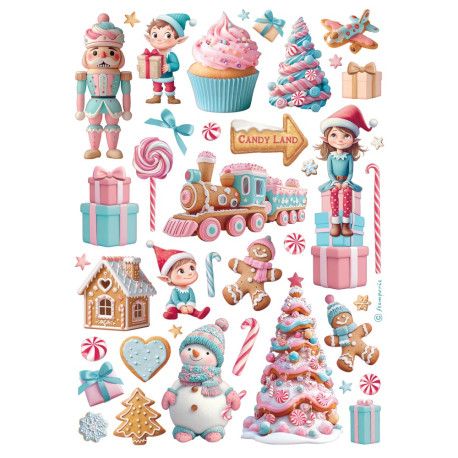 Papel de Arroz Candy Christmas elementods