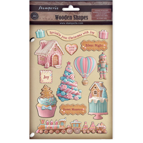 Apliques de madera Stamperia A5 Christmas Home