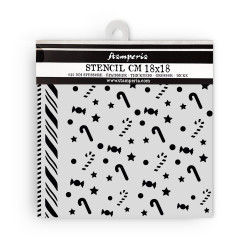 Stencil Stamperia Candy Christmas candycanes pattern