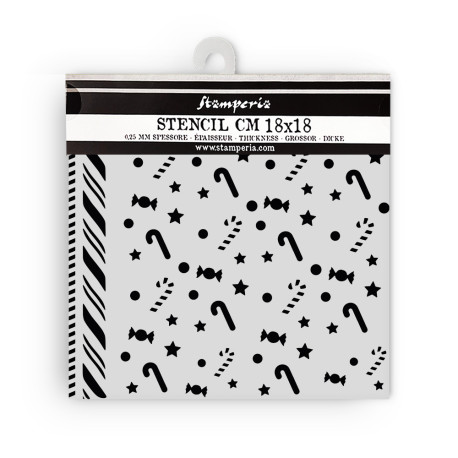 Stencil Stamperia Candy Christmas candycanes pattern