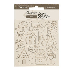Decorative Chips 14x14 cms Stamperia Candy Christmas casas de mazapan
