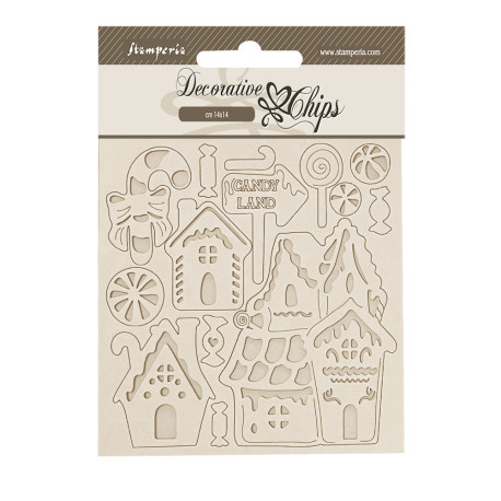 Decorative Chips 14x14 cms Stamperia Candy Christmas casas de mazapan