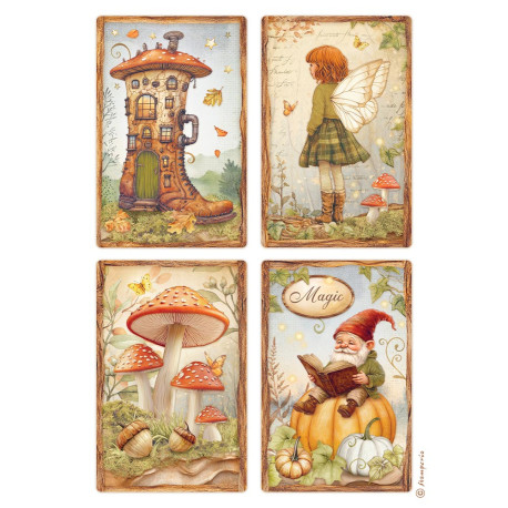 Papel de Arroz Stamperia Whispering woods 4 cartas