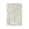 Stamperia Silicone mold A5 Whispering woods botas y casa de cabalaza