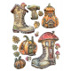 Stamperia Silicone mold A5 Whispering woods botas y casa de cabalaza