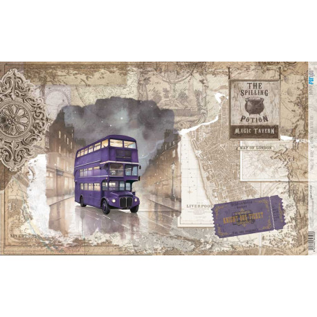 Papel de arroz Autobús Wizarding Adventure III PapersForYou 54x33cm