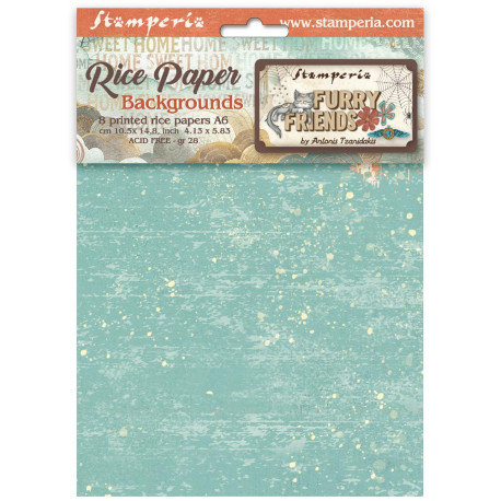 Kit 8 Papeles arroz A-6 Stamperia Furry Friends