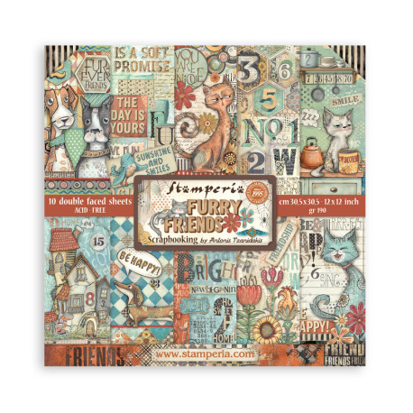 Colección Stamperia 30 x30 Furry Friends
