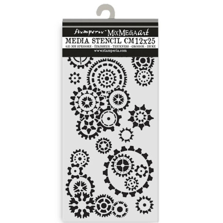 Stencil 12x25 Stamperia Gear up for Christmas gears