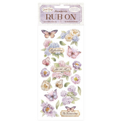 Rub-on Stamperia 10.16x21.6 cms. Quiet Days Hortensia y Mariposa