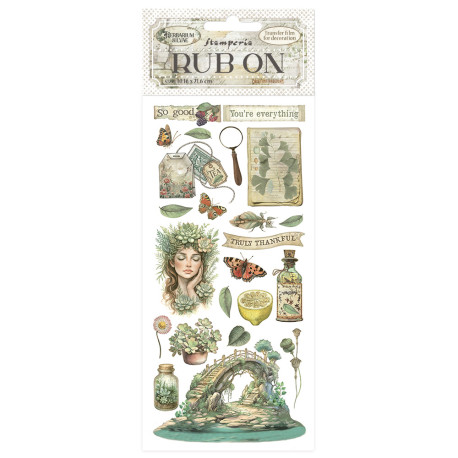 Rub-on Stamperia 10.16x21.6 cms. Herbarium Silvae Puente