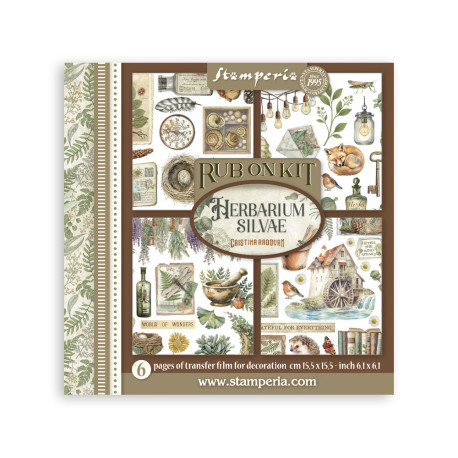 Rub-on Stamperia Set 6 Hojas 15.5x15 cms. Herbarium Silvae