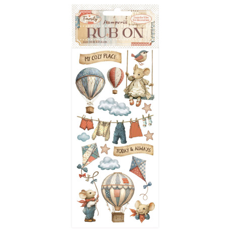 Rub-on Stamperia 10.16x21.6 cms. Family Air Balloons