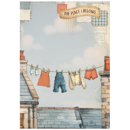 Papel de Arroz Stamperia Family fresh laundry