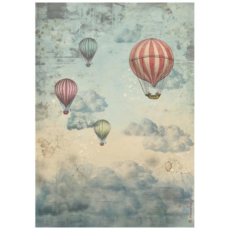 Papel de Arroz Stamperia Voyages Fantastiques air balloons