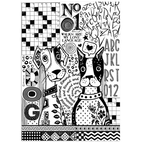 Papel de Arroz Stamperia Furry Friends DOG one color print