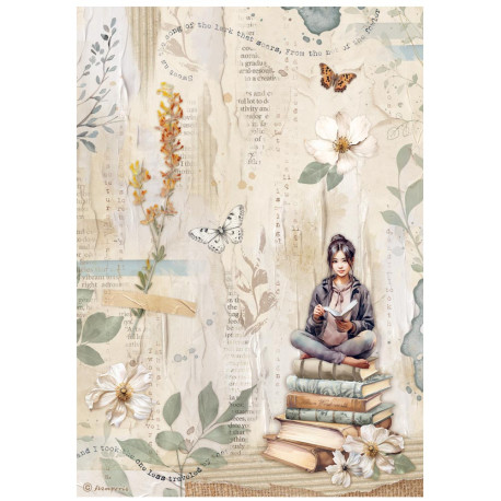 Papel de Arroz Stamperia Secret Diary Libros