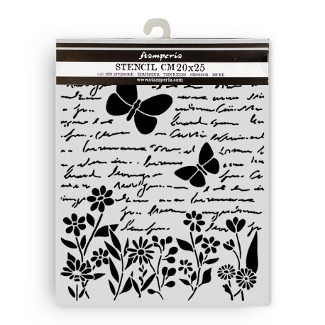 Stencil Stamperia 20x25 Daisy Art Letra y Mariposa