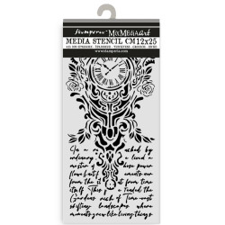 Stencil 12x25 Stamperia Gardens of Time reloj y escritura