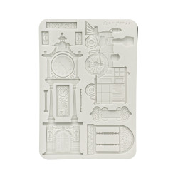 Stamperia Silicone mold A5 Gardens of Time tren y relojo de caja larga