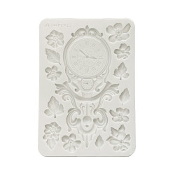 Stamperia Silicone mold A5 Gardens of Time reloj y flores
