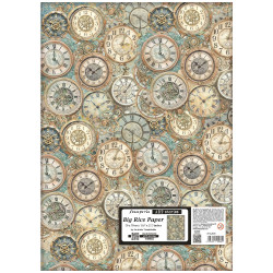 Hoja Papel  Arroz Stamperia 50x70 cms. Gardens of Time diseño de relojes