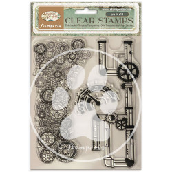 Sellos 14x18 Stamperia Gardens of Time tubos y relojes
