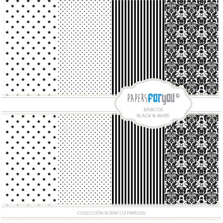 Colección Scrap 30X30 Papers For You Basicos Black & white