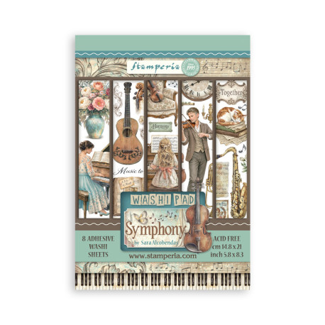 Washi pad 8 hojas A5 Stamperia Symphony