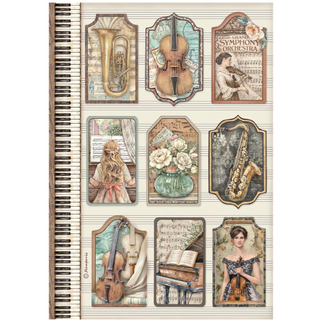 Papel de Arroz Stamperia Symphony etiquetas