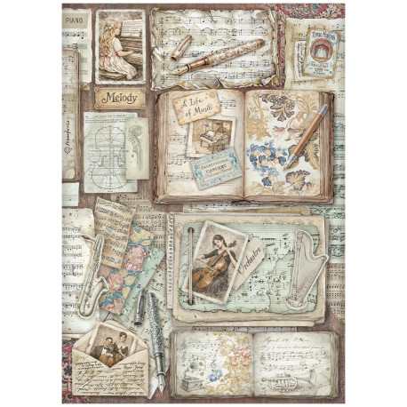 Papel de Arroz Stamperia Symphony cartas y libros