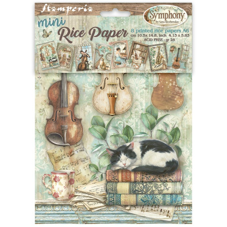Kit 8 Papeles arroz A-6 Stamperia  Symphony