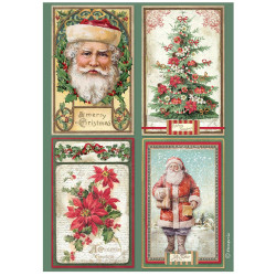 Papel de Arroz Stamperia Classic Christmas 4 tarjetas