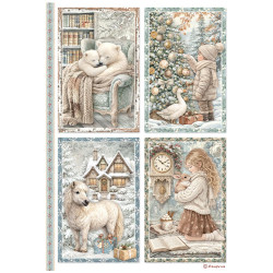 Papel de Arroz Stamperia White Christmas 4 cardsq