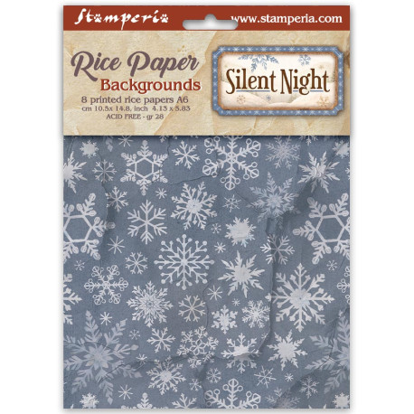 Kit 8 Papeles arroz A-6 Stamperia Backgrounds Silent Night
