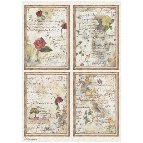 Papel de Arroz Stamperia Flowers and Poems 4 cards
