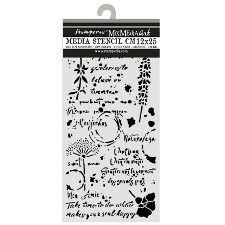 Stencil 12x25 Stamperia Flowers and poems flowers and writings