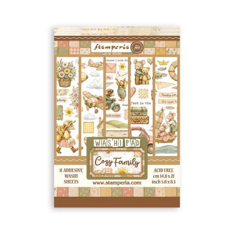 Washi pad 8 hojas A5 Stamperia Cozy Family