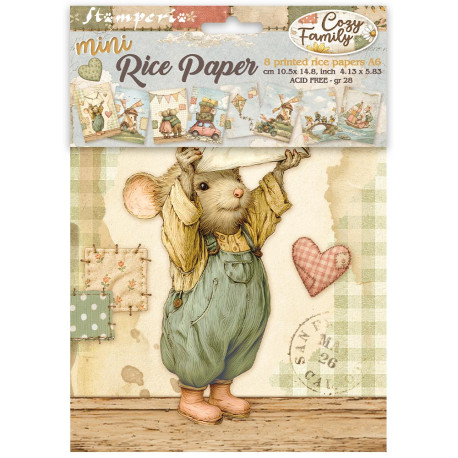 Kit 8 Papeles arroz A-6 Stamperia  Cozy Family