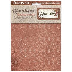 Kit 8 Papeles arroz A-6 Stamperia Backgrounds Our Way