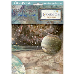 Kit 8 Papeles arroz A-6 Stamperia Backgrounds Cosmos