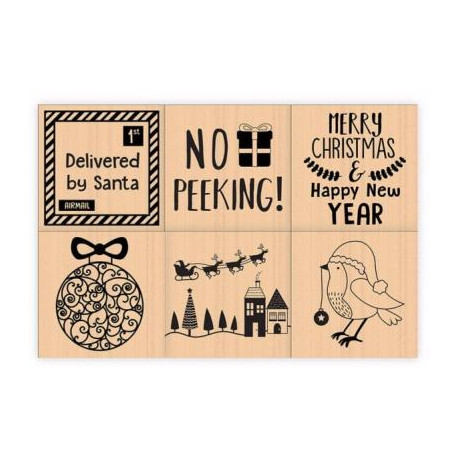 Pack de 6 sellos de madera Dovecraft Christmas