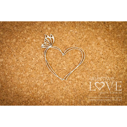 Chipboard - Heart frame with butterfly - Soufre