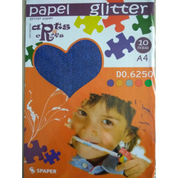 Stack Papel Glitter Azul A-4 (10 hojas)